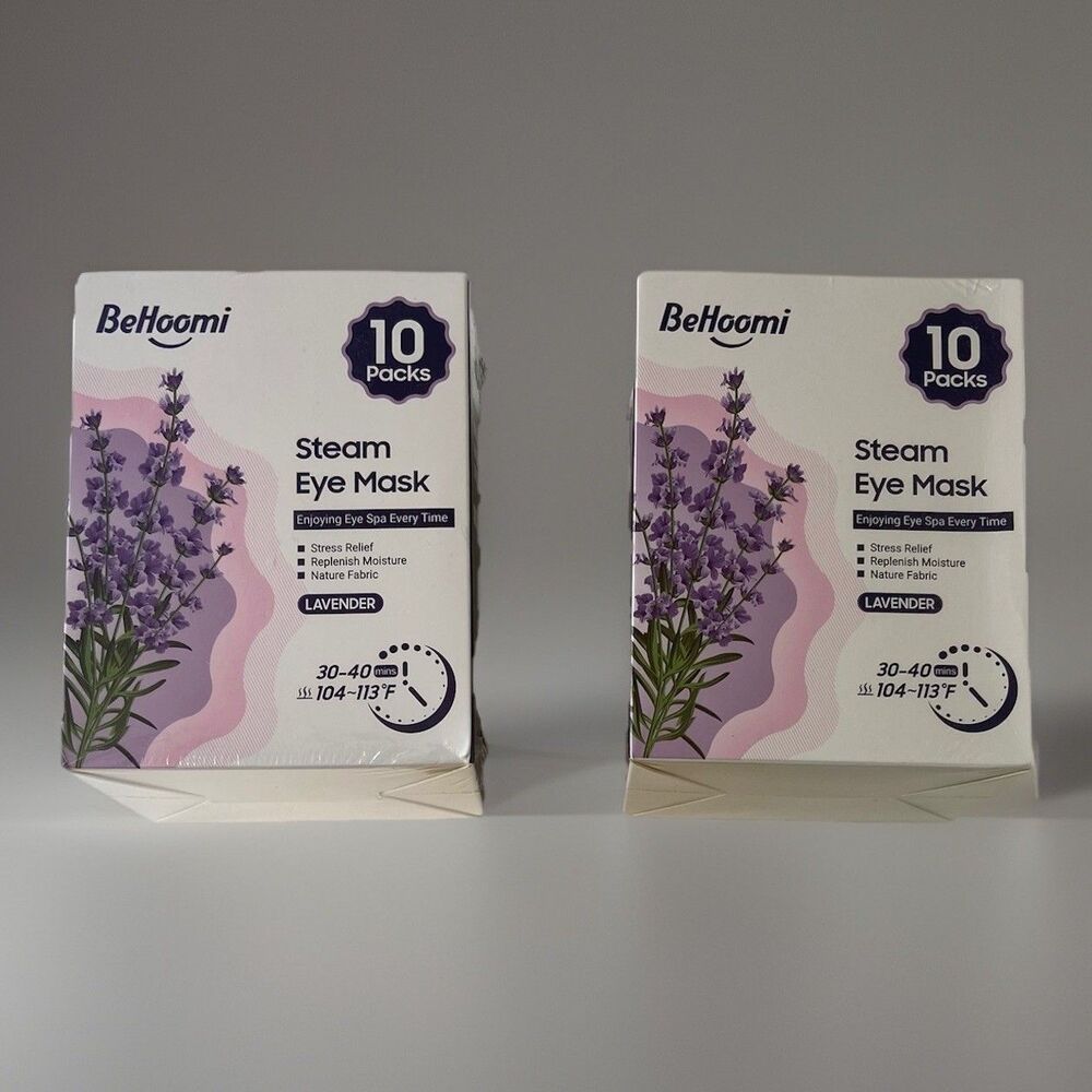2PCS BeHoomi 10-Pack x 2 Heated Steam Eye Mask Self-Heating Disposable Lavender